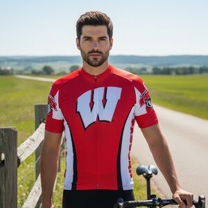 Wisconsin Badgers Adrenaline Promotions Cycling Jersey - NCAA Licensed Small